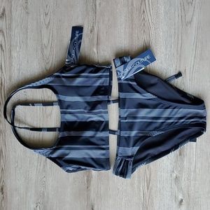 Aqua Couture Highway Stripe Black/White Bikini Set Size S